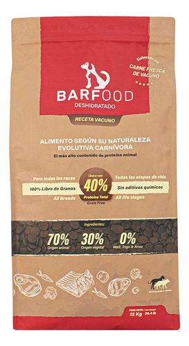 Barfood Vacuno Deshidratado Perro Raza Grande 12 Kg