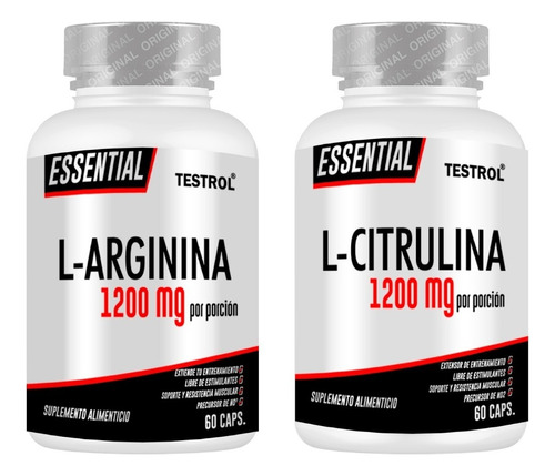 Combo Arginina Essential + Citrulina Essential 60 Caps C/u Sin sabor