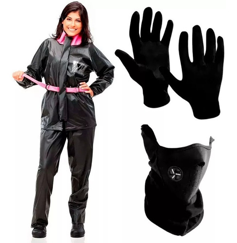 Traje Lluvia Pantaneiro Mujer Rosa + Guantes + Mascara Cuota