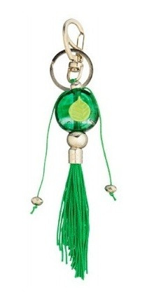 Chaveiro Ossaim Folha Verde Em Murano 16 Cm