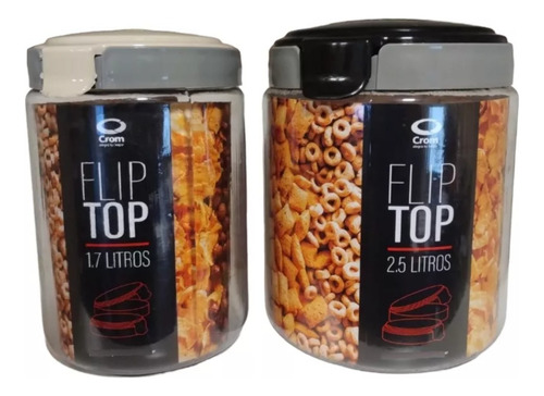 Juego 4 Contenedores Organizadores Frascos Con Tapa Flip Top Transparente