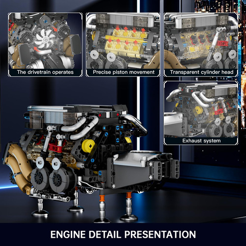 Kit De Motor Mould King W16 Twin V8 Visible, Motor De Coche,