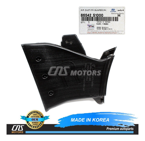 Oem Front Bumper Air Duct Curtain Right For 19-20 Hyunda Ddf