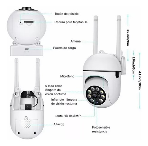 Wifi Seguridad Inalámbrica Interior Exterior Cámara