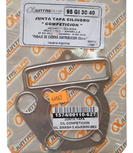 Junta Tapa Compet110 52espesor 40 Pasaje 83mm Moto Avenida