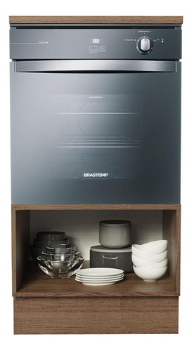 Mueble Para Horno Y Microondas Madesa Lux Con Encimera Mn Color Rustic/Negro