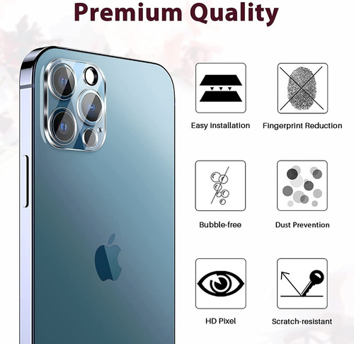 Imagen 2 de 10 de Lamina Protector Cámara Compatible Con iPhone 13 Pro Max