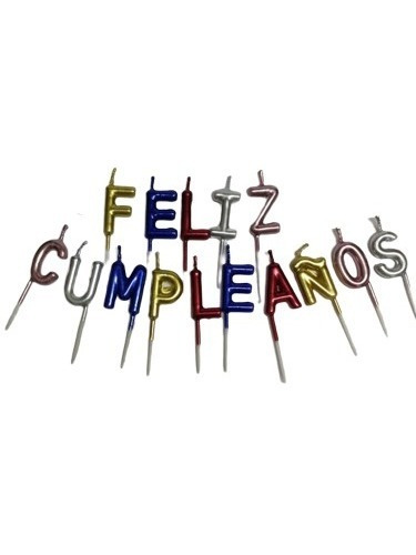 Velas Decoración Torta 15 Uds Frase Letras Feliz Cumpleaños