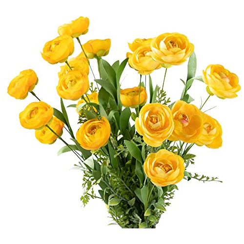 Wesail Cesped Artificial Ranunculus Bush Flores, Faux Hjql5