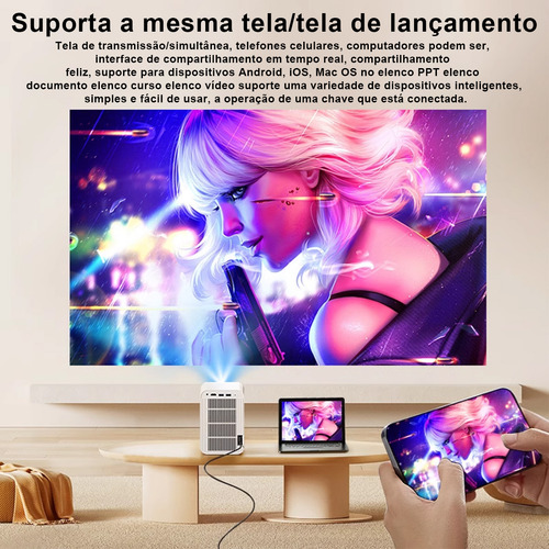 Projetor para home theater/Projetor com WiFi 6/Projetor Bluetooth 5.0/Projetor para jogos/Projetor com foco automático