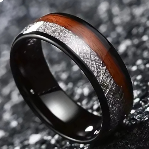 Anillo De Titanio Y Madera Inspirado En Casino 007 Premium Marrón Claro 8