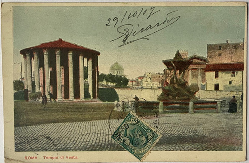 Antigua Postal, Año 1902, Templo De Vesta, Roma Italia 4p116