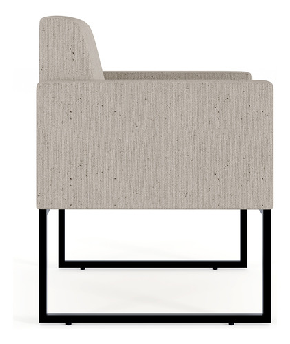 Kit 02 Poltronas Decorativas para Sala Recepção Base Fixa De Metal Helô L02 Linho Bege