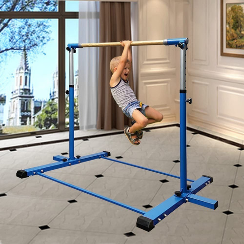 Barra Horizontal P/gimnasia, Altura Ajustable 3-5 Ft, Azul
