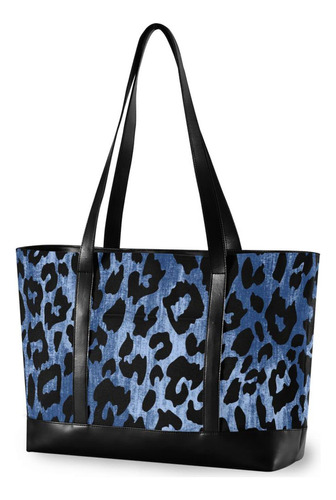 Bolso Tote Para Ordenador Portatil Estampado Leopardo Azul