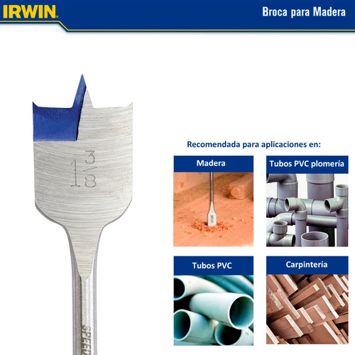 Broca Paleta Para Madera 1-3/8' X 6' (34.9mm) Irwin 88822
