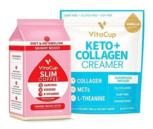 Vitacup Slim Ground Coffee & Keto + Collagen Vanilla Coffee