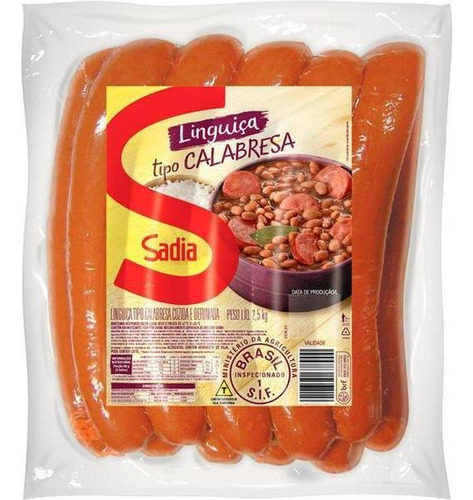 Linguiça Tipo Calabresa Cozida E Defumada 2,5kg Sadia