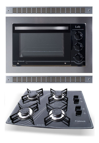 Kit Forno De Embutir 45l + Cooktop 4 Bocas Preto Safanelli