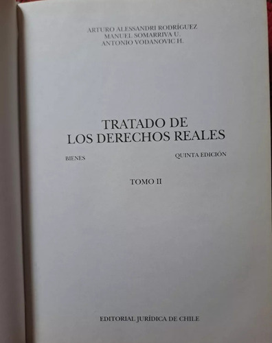 Tratado De Los Derechos Reales: Bienes, Alessandri, Et All. (Usado)