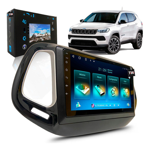 Central Multimídia Adak 2+32gb Compass 2017 À 2021 Gps 9pol Cor Jeep Compass 2019