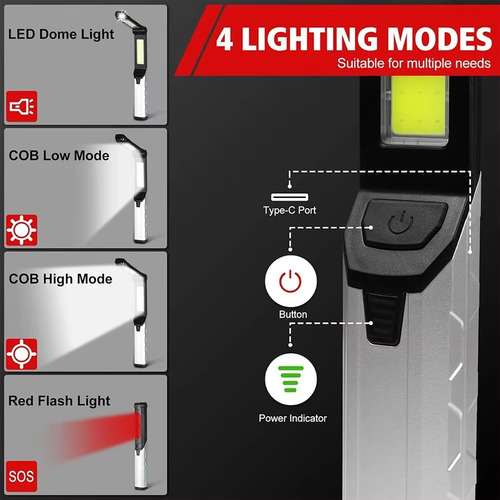 Linterna Led Superbrillante Y Cob, Linterna Recargable