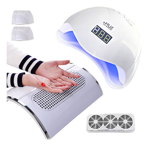 Sugador De Po Unhas Acrigel Porcelana + Cabine 48w / 34 Leds Cor Branco 110v/220v