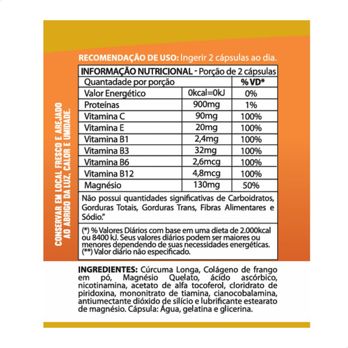 Cúrcuma + Colageno Tipo 2 Premium Quality 120 Cáps - Status Verde