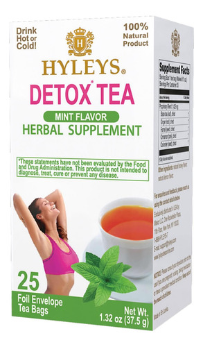 Hyleys Detox Tea Para Limpeza - Chá Verde Com Hortelã, Gengi
