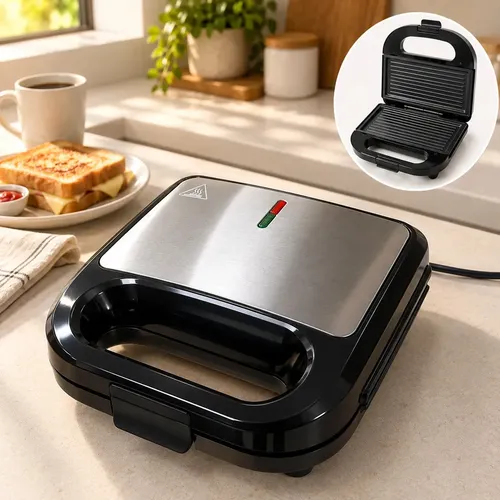Sanduicheira 2 em 1 Elétrica Grill Inox Antiaderente 750W
