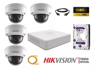 Camara Seguridad Ip Poe Interior Kit 4 Hikvision Disco 2tb