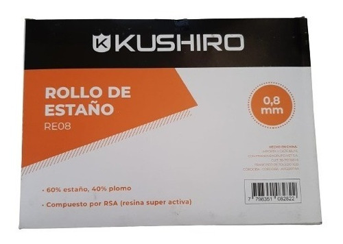 Estaño 0.8mm Kushiro Rollo Tubo 17g 60-40 Caja X 20 Unidades