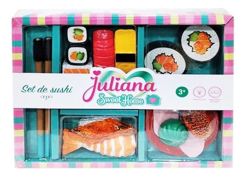 Juliana Set Sushi Con Velcro Comida Bandeja Completa Ed