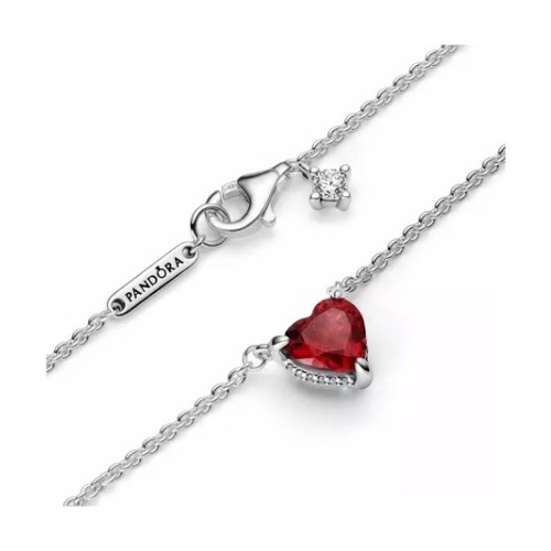 Collar Plata Original Pandora S925 Corazón Rojo Amor/amistad