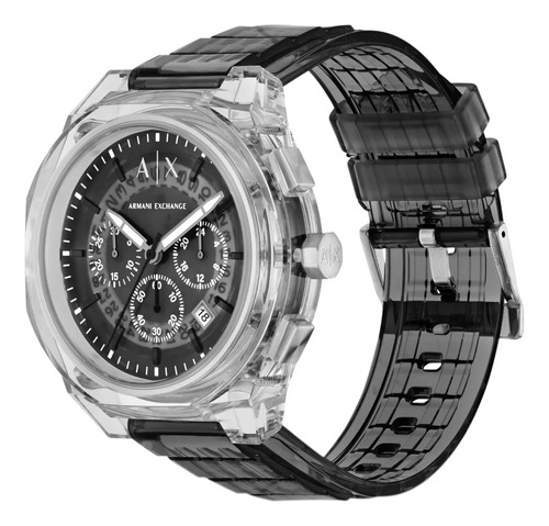 Reloj Hombre Armani Exchange Ax4167 De Poliuretano Gris Bisel Transparente