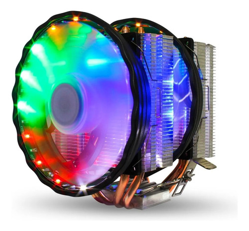 Cpu Cooler 120mm Universal Fan Duplo Lga 1700 2011 Am3+ Am4 Led Led Rgb Fixo