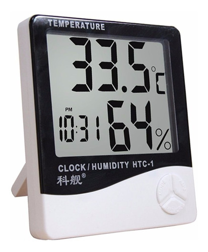 Termómetro Digital Hambiente Humedad Reloj Higrometro Alarma