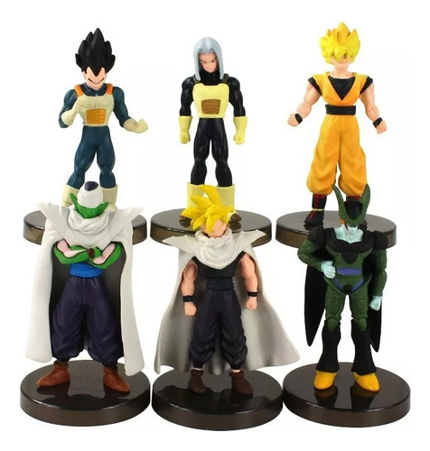 Kit 6 Action Figure Dragon Ball Z Goku Piccolo Cell Trunks