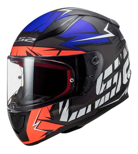 Casco Para Moto Integral Ls2 Ff353 Rapid Cromo Naranja/azul Color Azul Tamaño del casco L