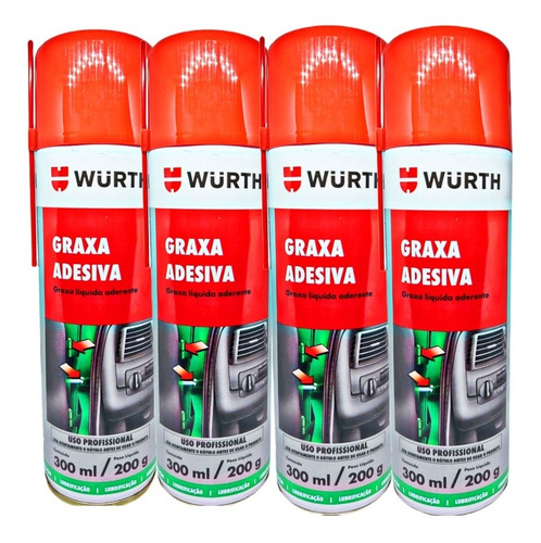 Graxa Adesiva Wurth Spray Lubrificante Líquido W-max 4un