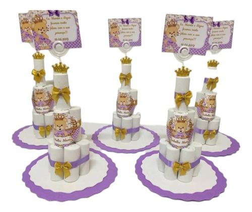 10 Centros De Mesa Mini Bolo E 50 Mini Calendários Imã