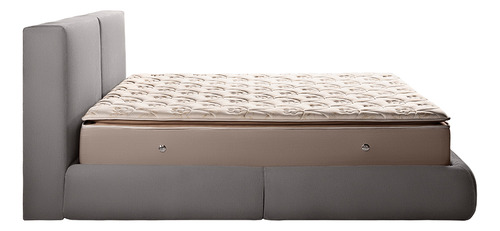 Cama Com Cabeceira Elva King Base No Chão Veludo Luxo Cinza