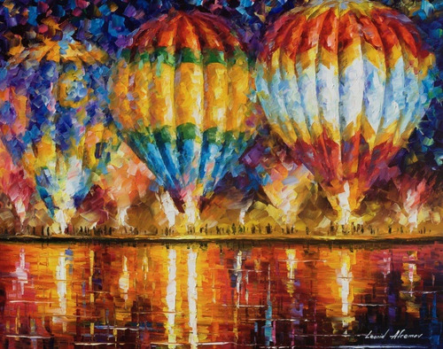 Cuadro 27x42 Cm Leonid Afremov Arte Paisaje Globos Balloons