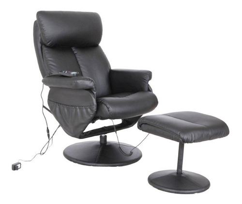 Sillon Masajeador Negro 8 Motores Con Banqueta Haussman Vip