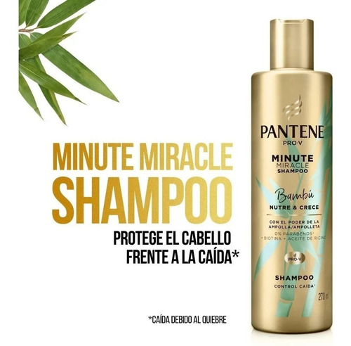 Imagen 4 de 7 de Shampoo Pantene Pro-v Minute Miracle Bambú Nutre & Crece 480