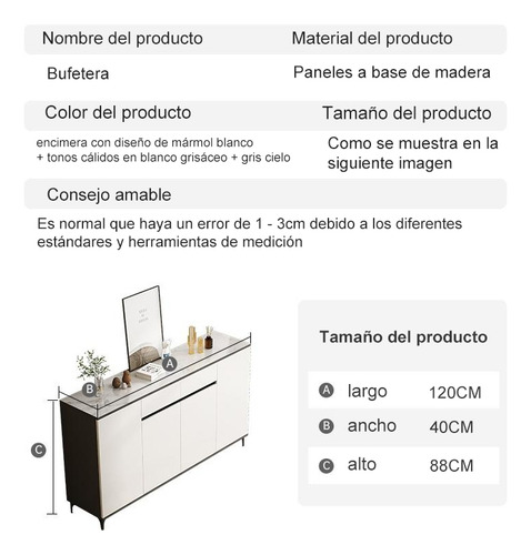 Aparador De Comoda Cocina Cajoneras Blanco De Madera Moderno