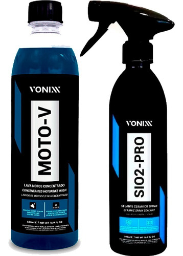 Sio2 Pro Proteção Vonixx + Moto-v 500ml Lavagem De Moto