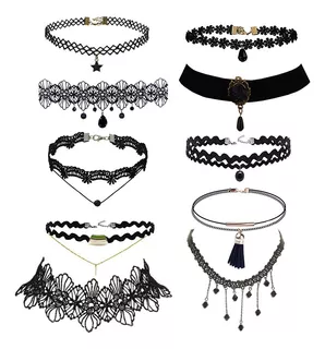 10 Piezas De Collar De Gargantilla De Encaje Para Mujer...