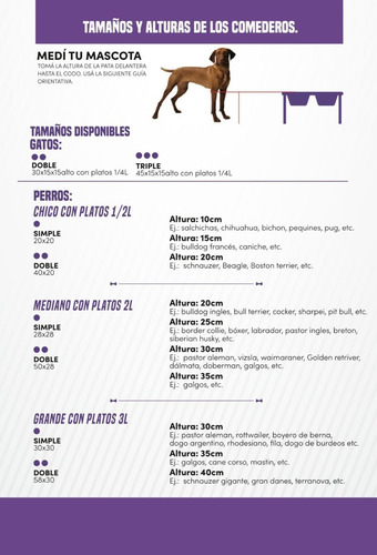 Comedero Perros En Altura Triple Madera Paraíso