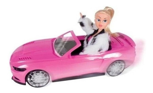 Carro rosa conversível + Boneca Barbie